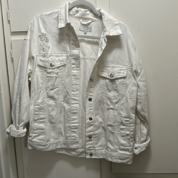 Love Tree Jackets & Blazers - Distressed White Jean Jacket